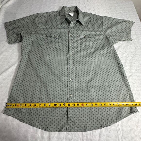 Wrangler Wrancher Geometric Pearl Snaps SS Shirts Men's Size 2XT MTW1414 - Picture 5 of 10